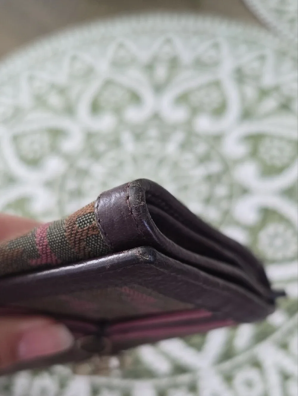 Fendi Olive & Pink Zucca Continental Wallet with Gold-Tone FF Charm